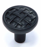 CP28-MB   Matte Black Basket Weave Cabinet Knob