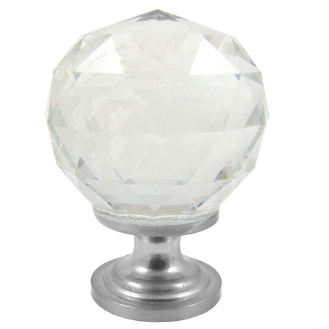 CP4020-SN  Clear Crystal and Satin Nickel Cabinet Knob