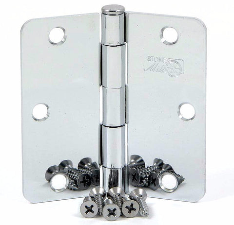 SMH3514-CH   3.5" Polished Chrome 1/4" Radius Corner Door Hinge - (2 Pack)