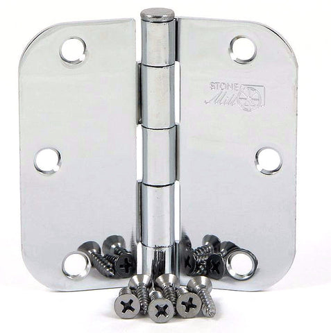 SMH3558-CH   3.5" Polished Chrome 5/8" Radius Corner Door Hinge - (2 Pack)