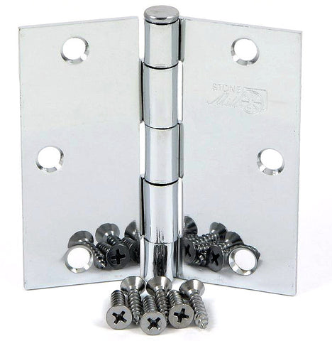 SMH35SQ-CH   3.5" Polished Chrome Square Corner Door Hinge - (2 Pack)