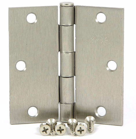 SMH35SQ-SN   3.5" Satin Nickel Square Corner Door Hinge - (2 Pack)