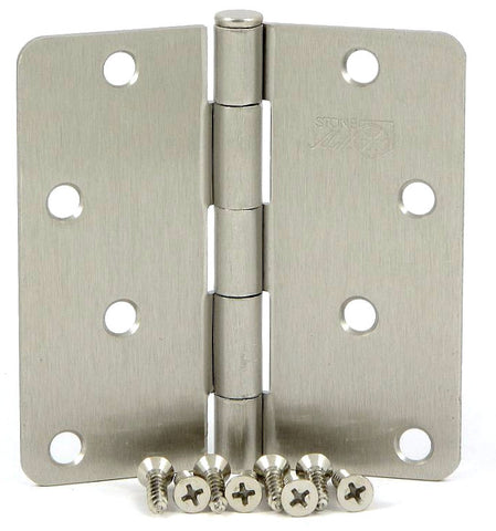 SMH4014-SN   4" Satin Nickel 1/4" Radius Corner Door Hinge - (2 Pack)